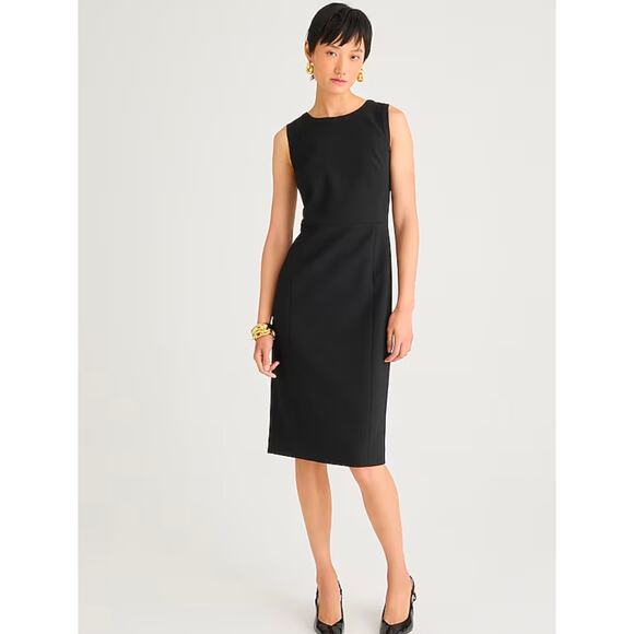 NWT J.Crew Sheath Dress In Four Season Stretch Black Size 0 - Picture 1 of 8